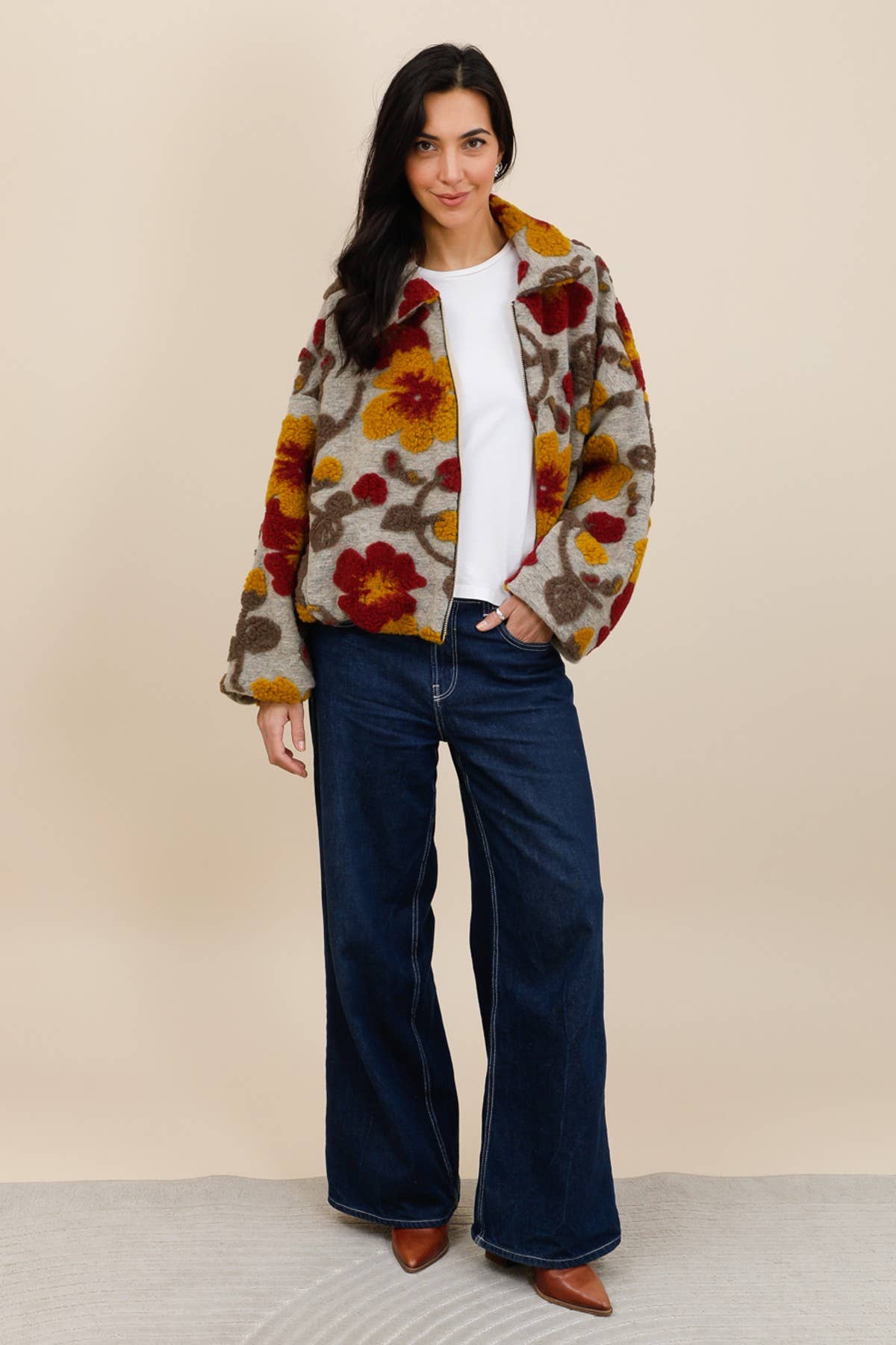 3D Floral Bouclé Wool Jacket – French Design - Above the Crowd Boutique