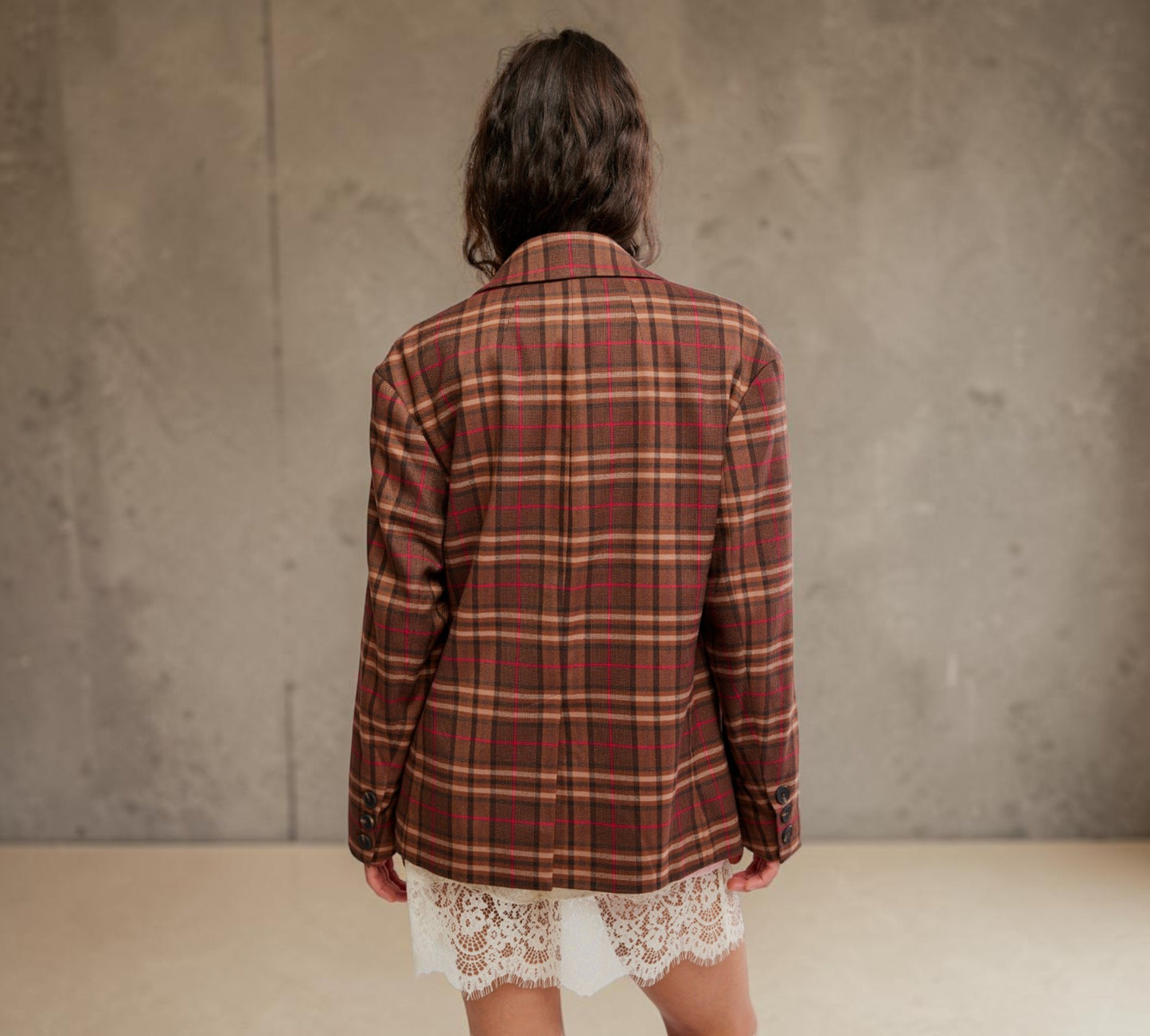 Heritage Plaid Double-Breasted Blazer - Above the Crowd Boutique