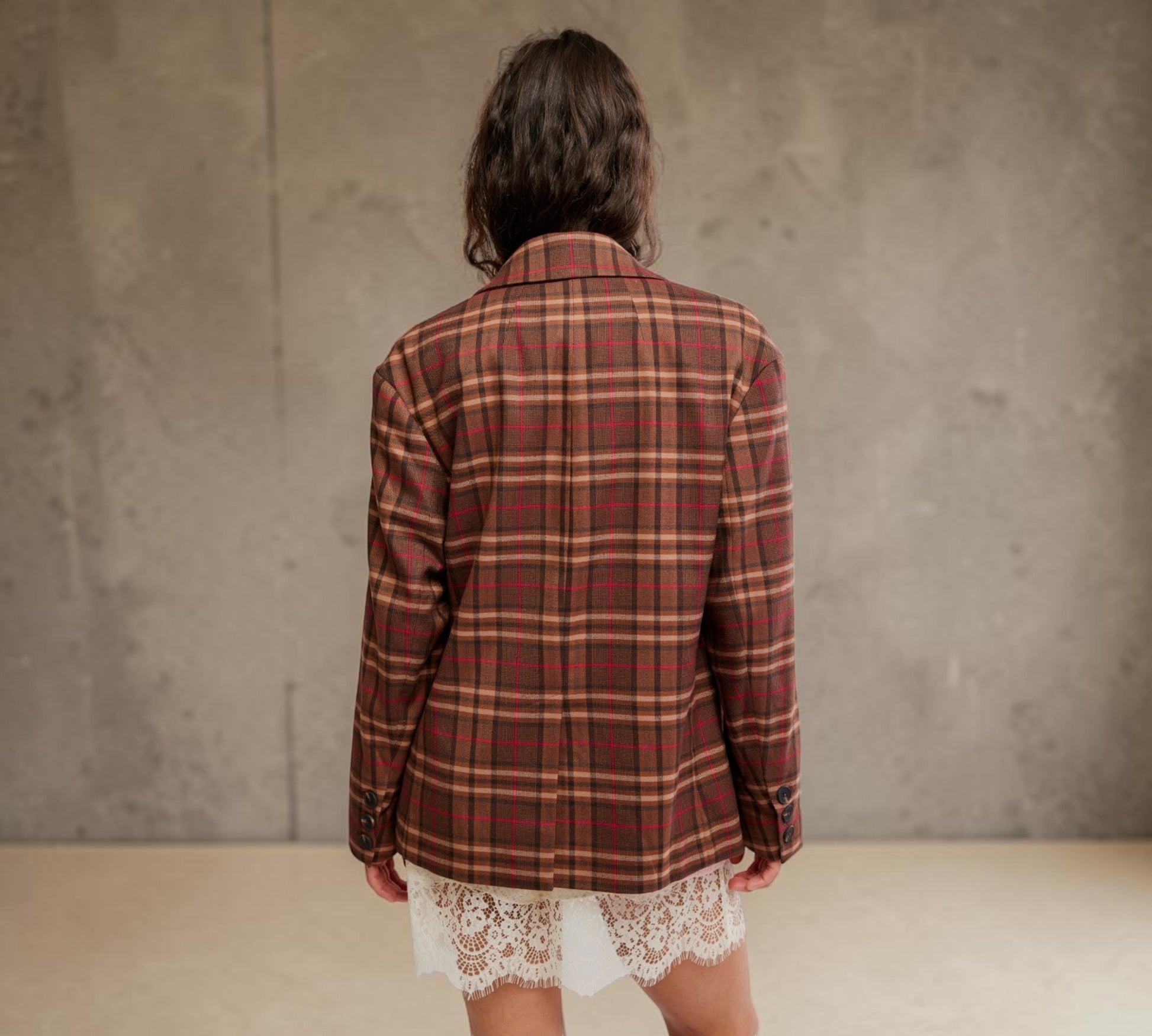 Heritage Plaid Double-Breasted Blazer - Above the Crowd Boutique