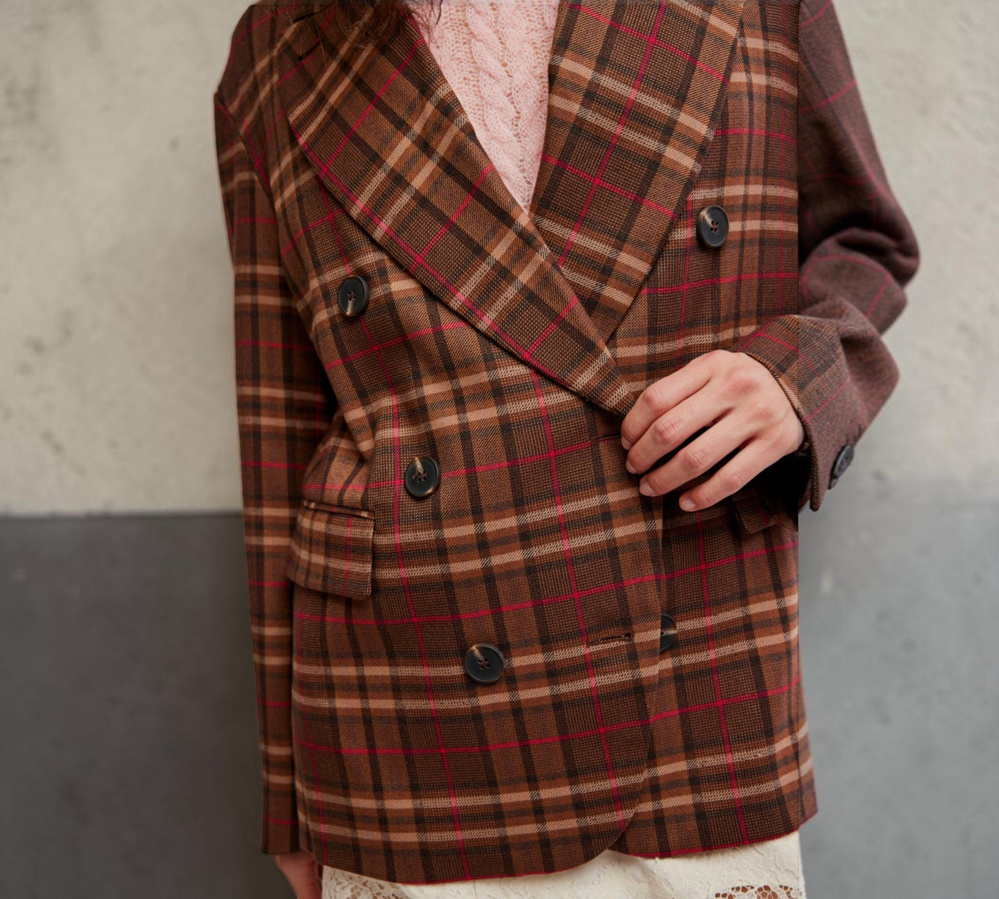 Heritage Plaid Double-Breasted Blazer - Above the Crowd Boutique