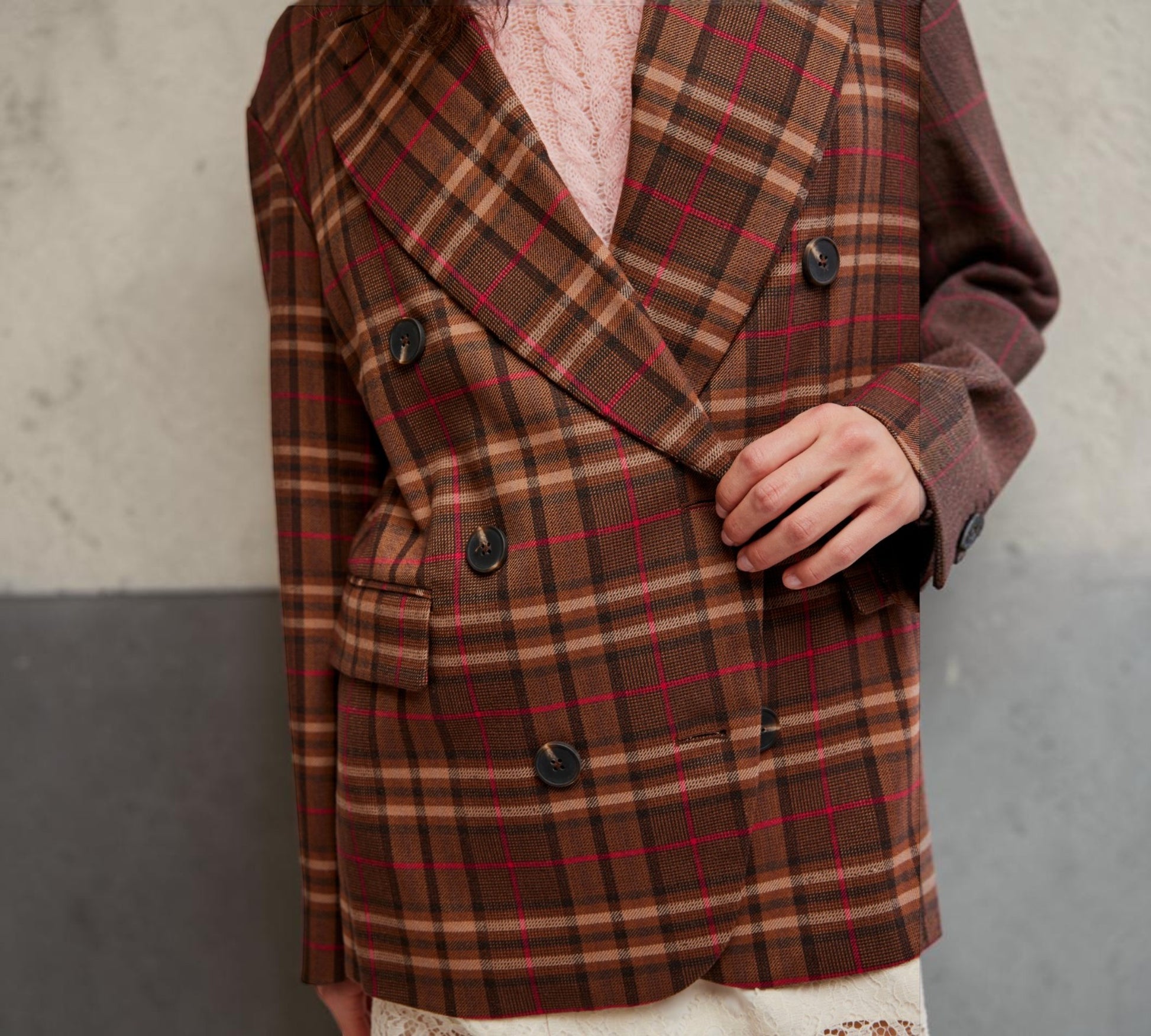 Heritage Plaid Double-Breasted Blazer - Above the Crowd Boutique