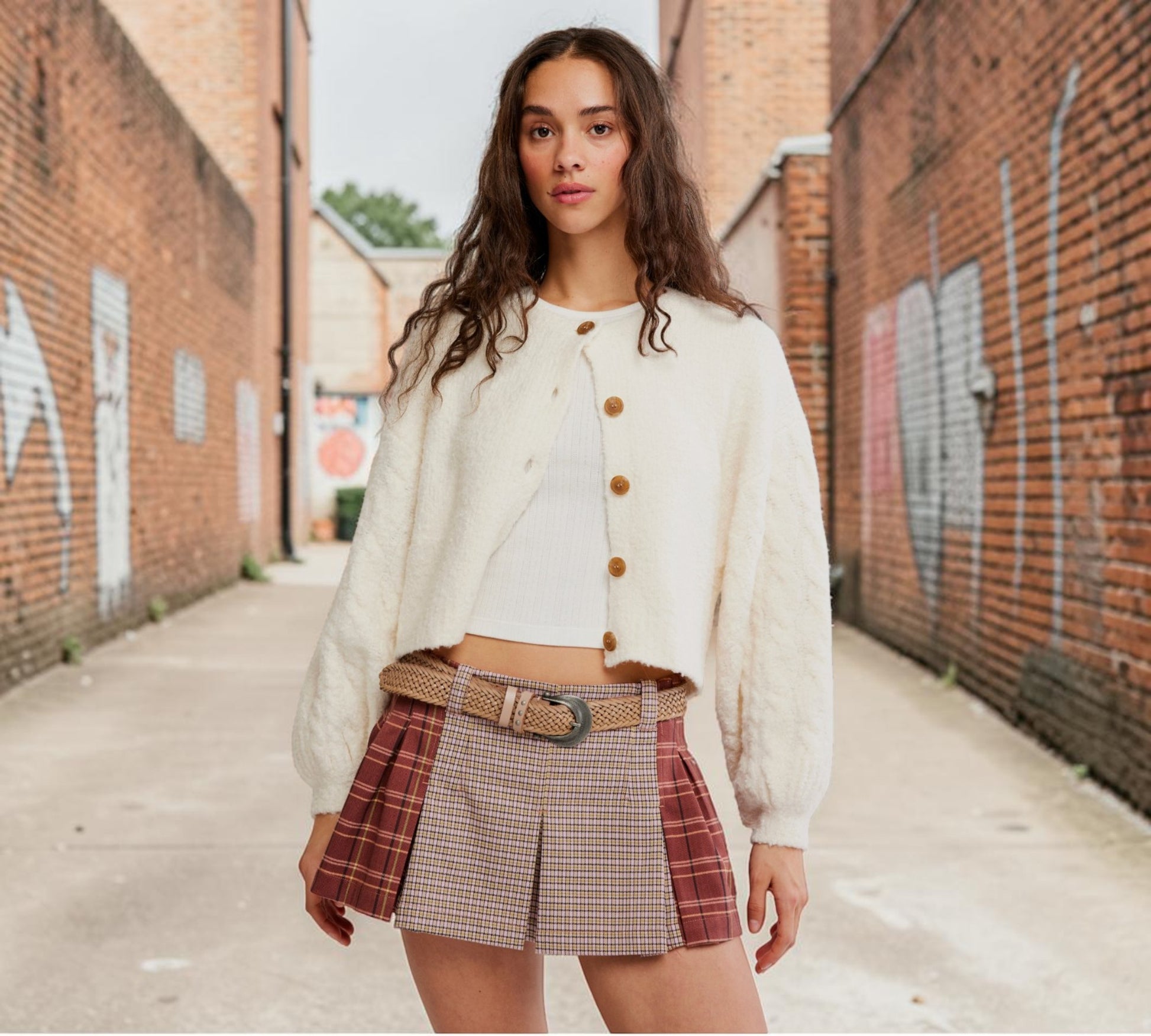 Mixed Plaid Pleated Mini Skirt - Above the Crowd Boutique