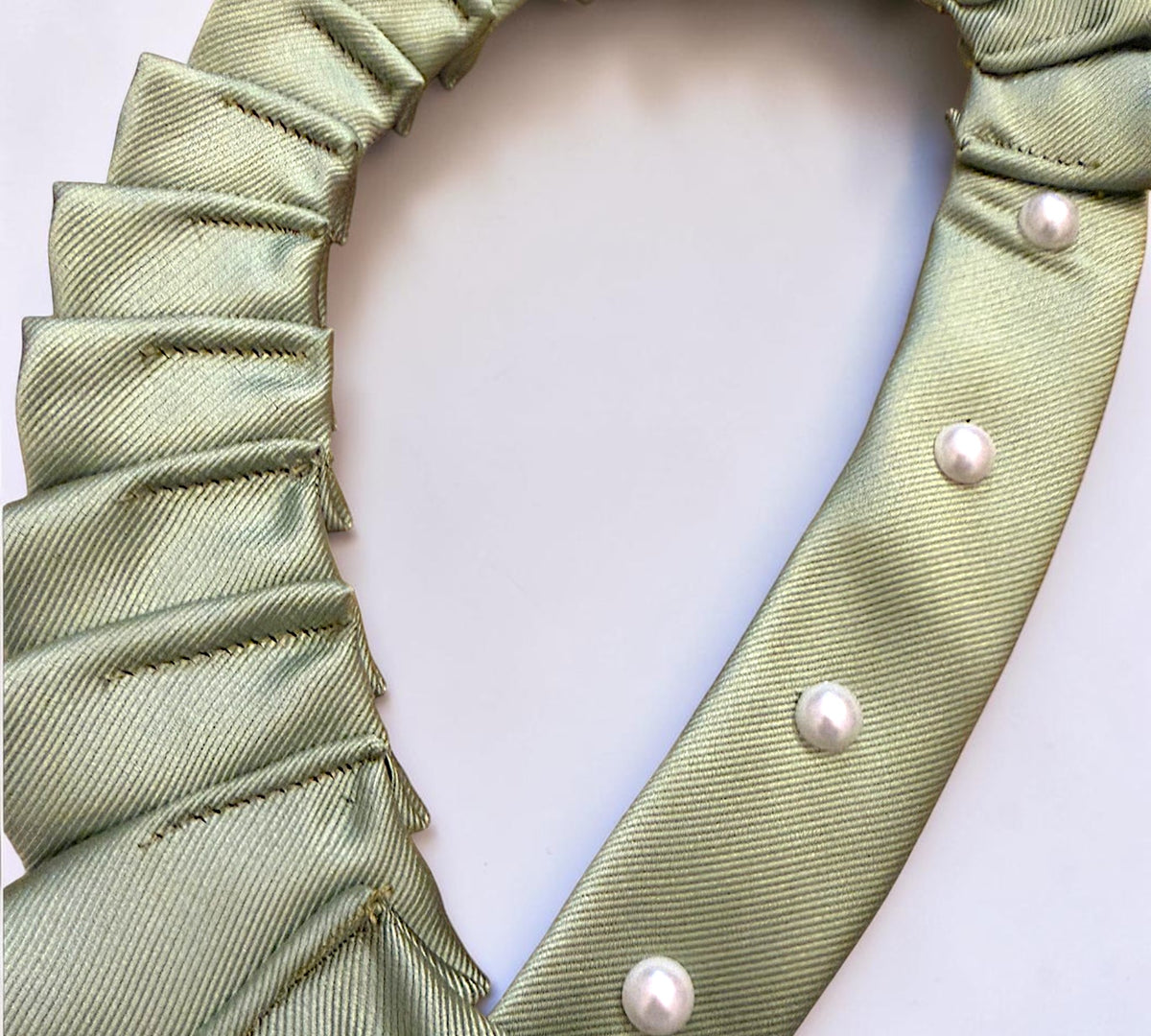 Handmade Sage Green Pearl And Crystal Necktie Necklace - Above the Crowd Boutique