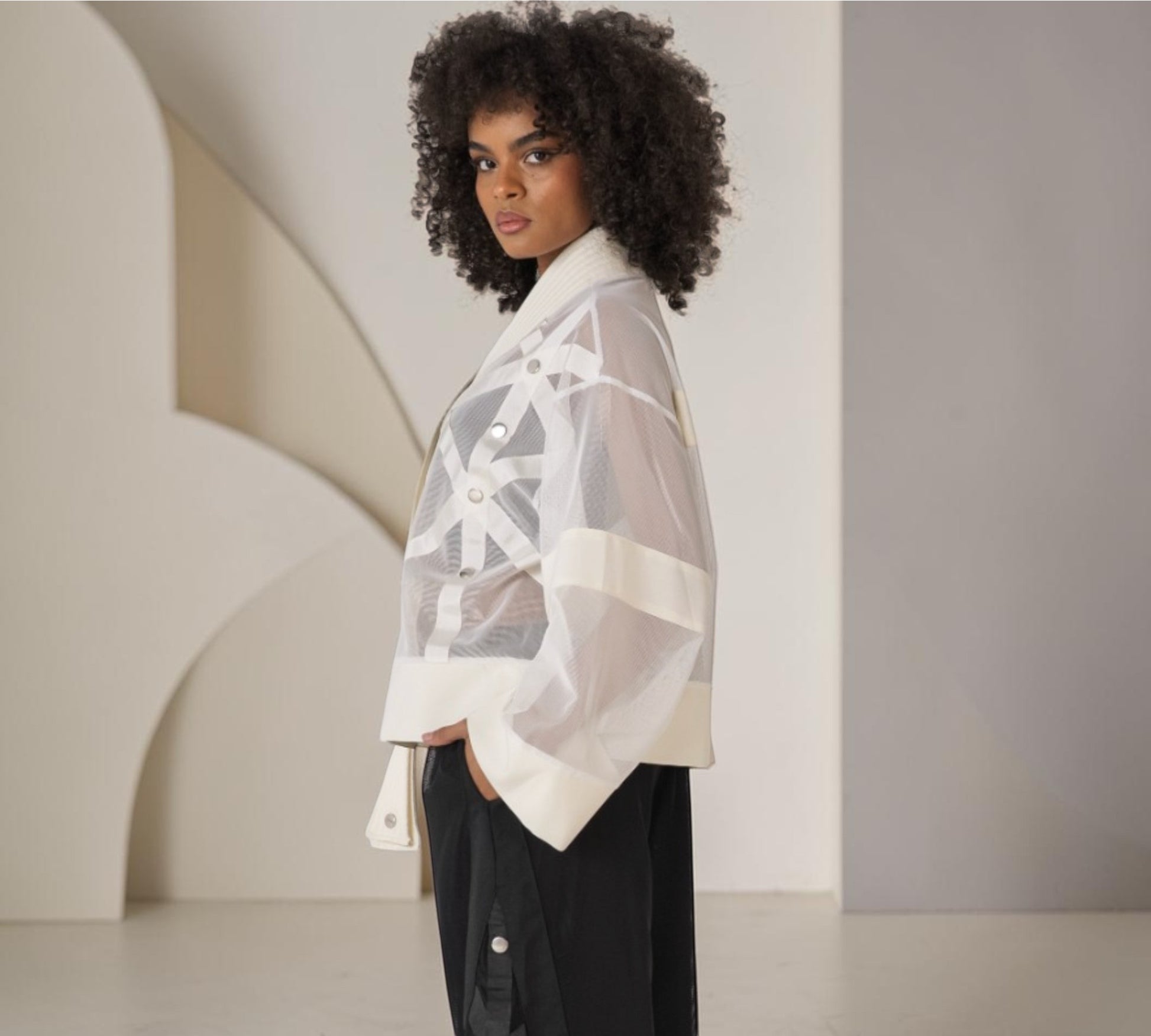 Sheer Mesh Deconstructed Statement Jacket - Above the Crowd Boutique