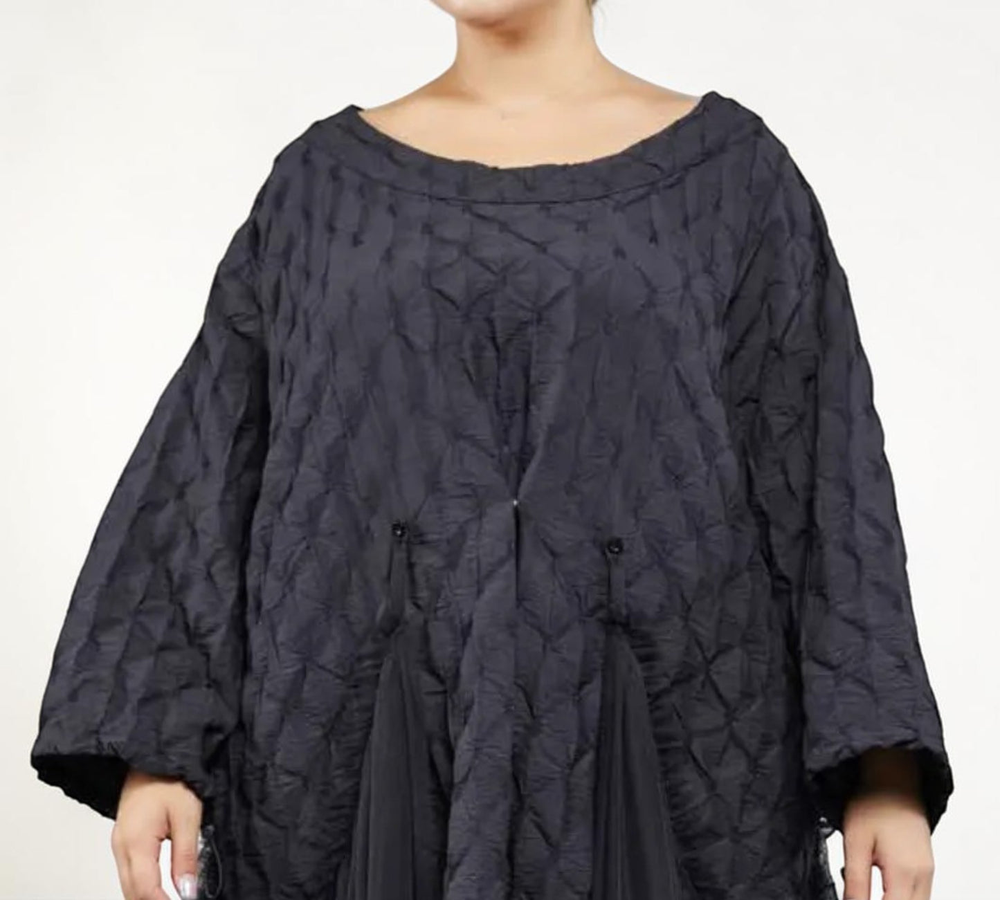 Plus Size Black Textured Tulle Panel Midi Dress - Above the Crowd Boutique
