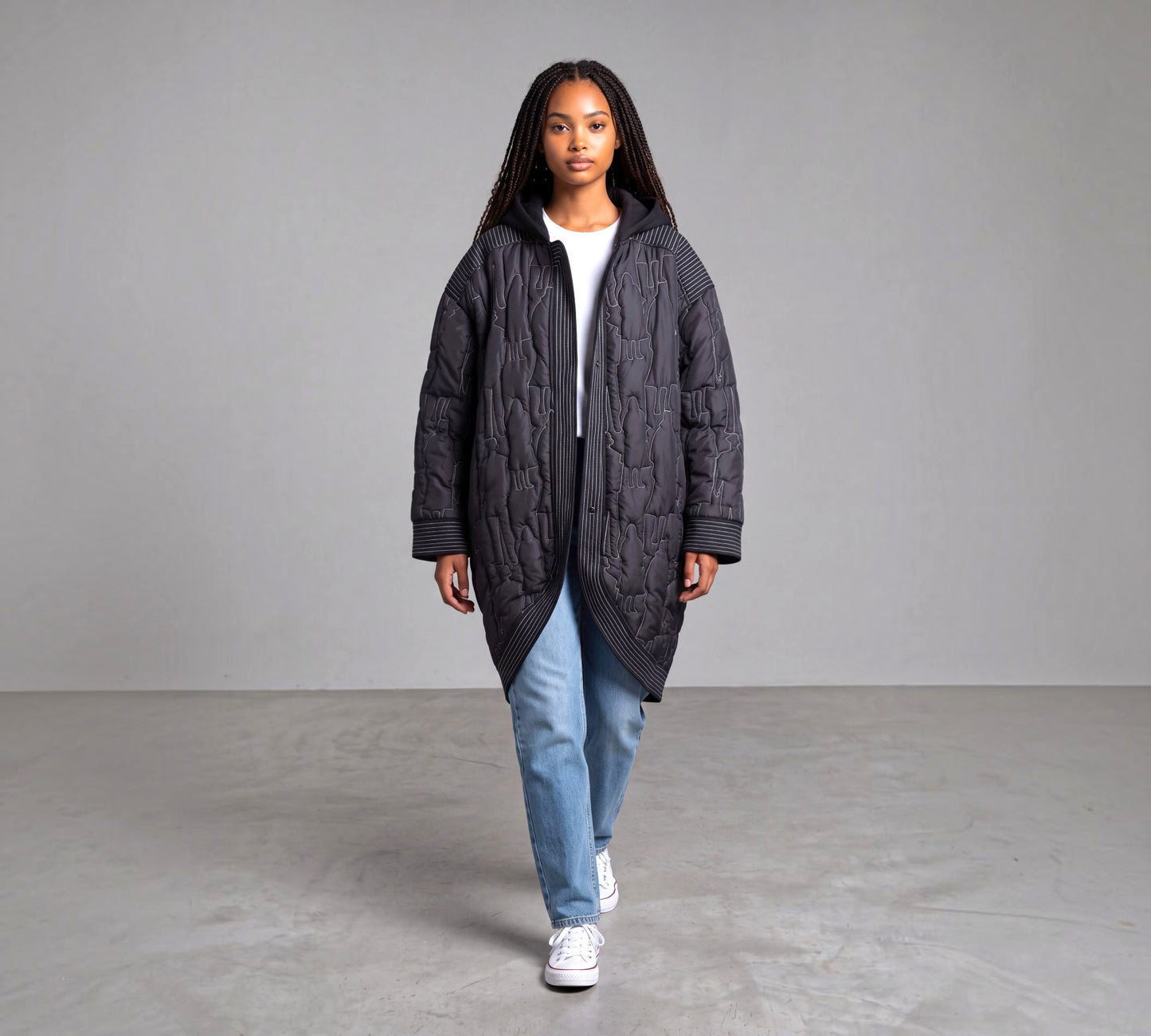 Plus Size Oversized Quilted Hooded Jacket - Above the Crowd Boutique