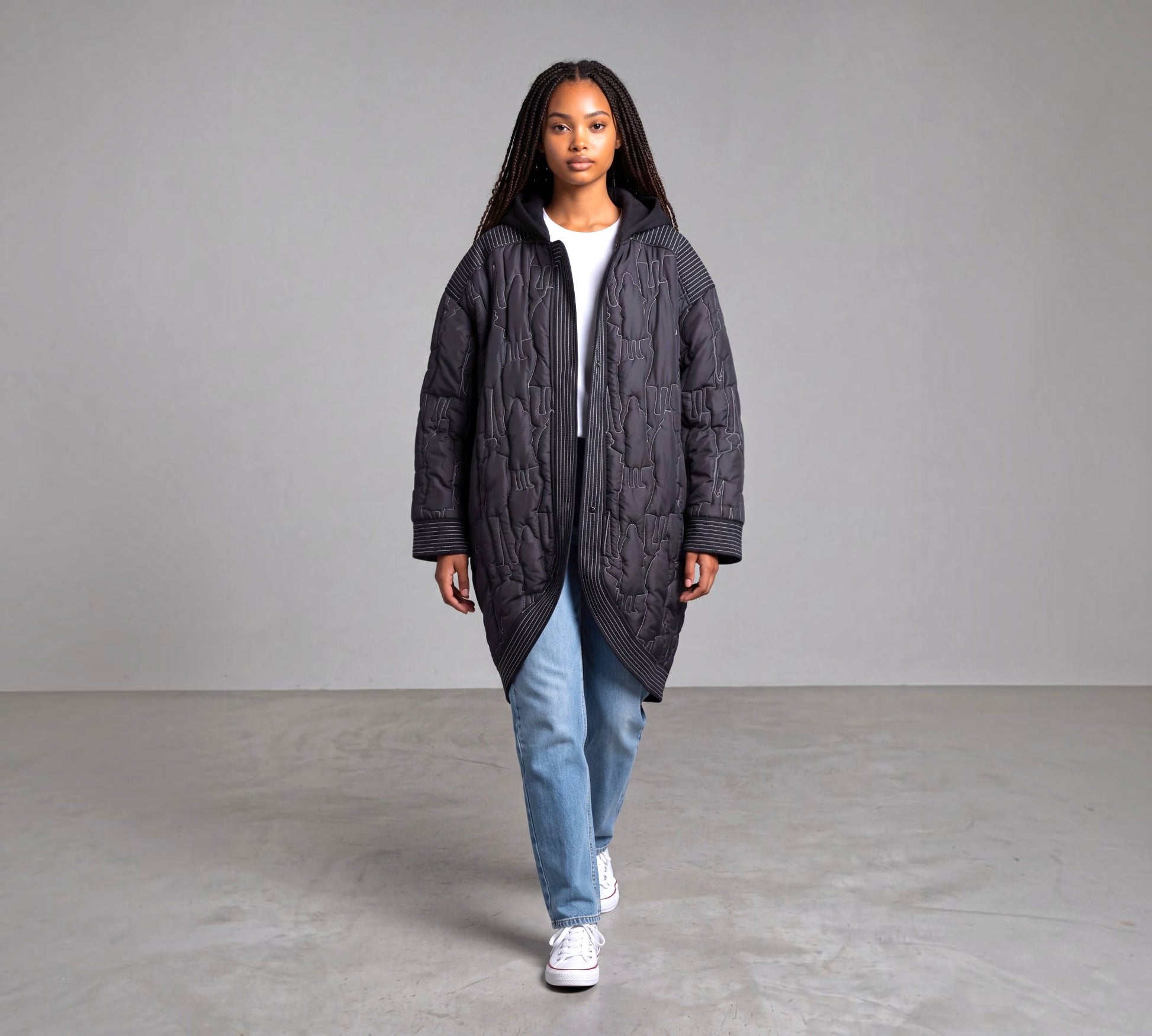 Plus Size Oversized Quilted Hooded Jacket - Above the Crowd Boutique