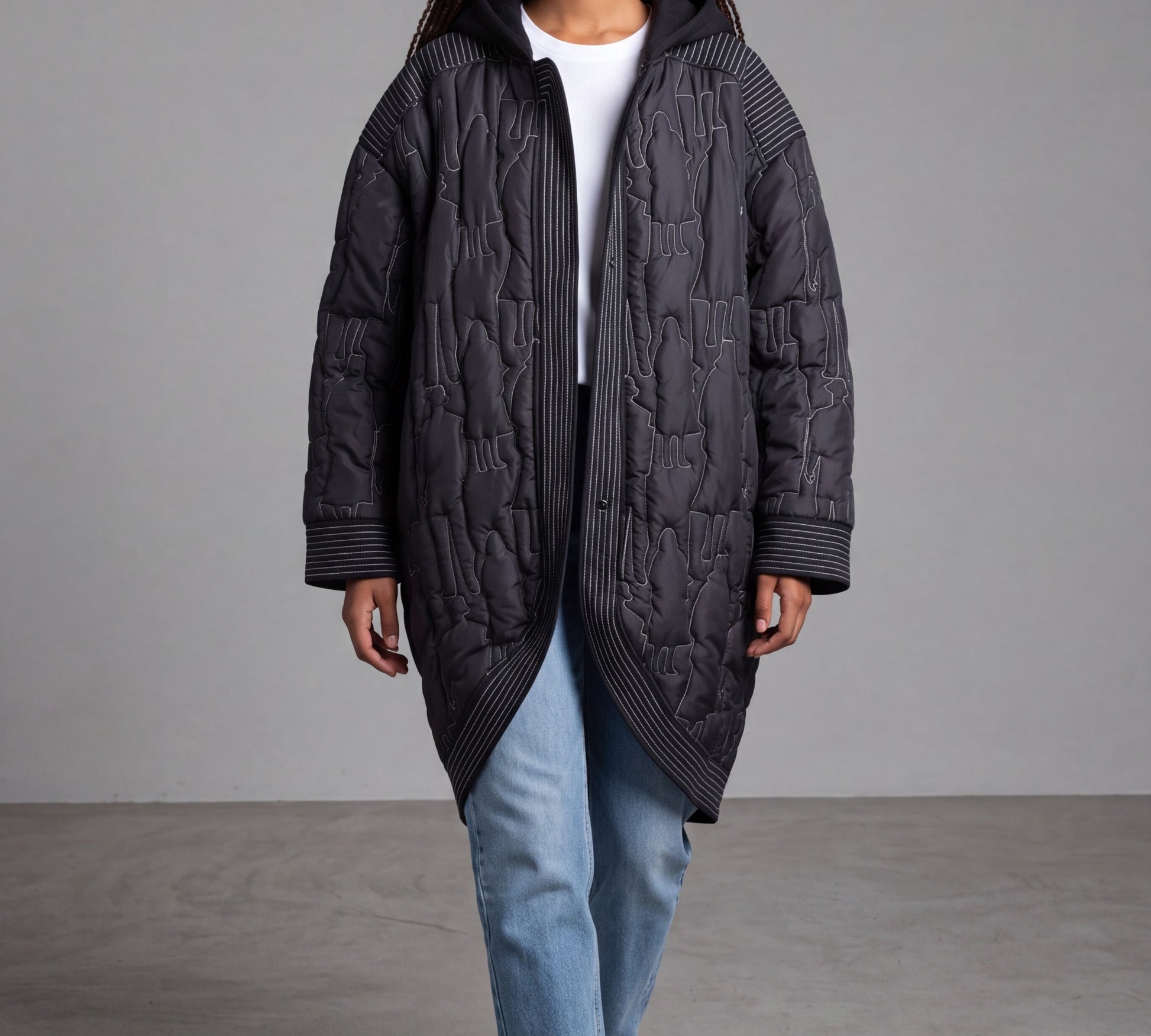 Plus Size Oversized Quilted Hooded Jacket - Above the Crowd Boutique