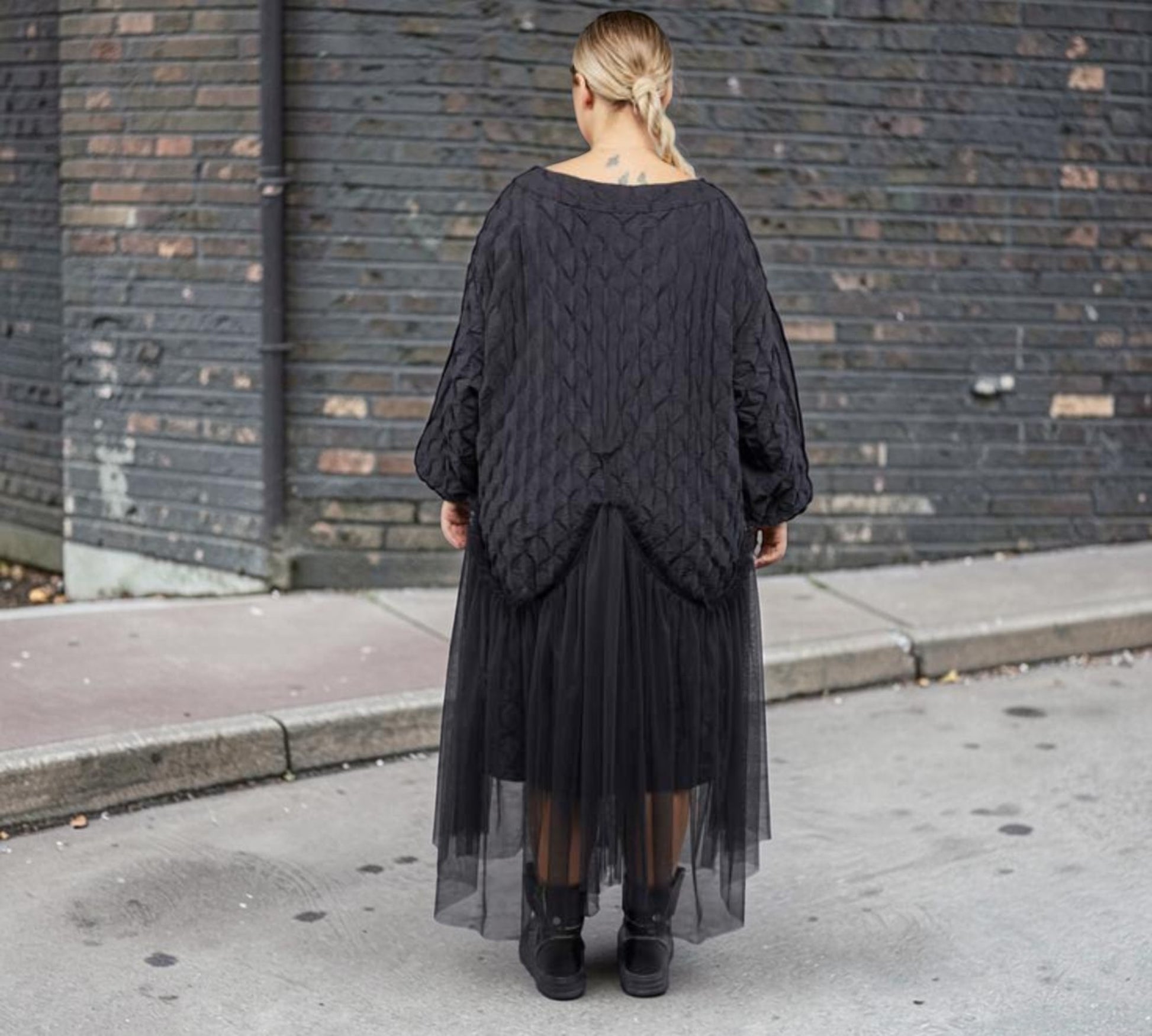 Plus Size Black Textured Tulle Panel Midi Dress - Above the Crowd Boutique
