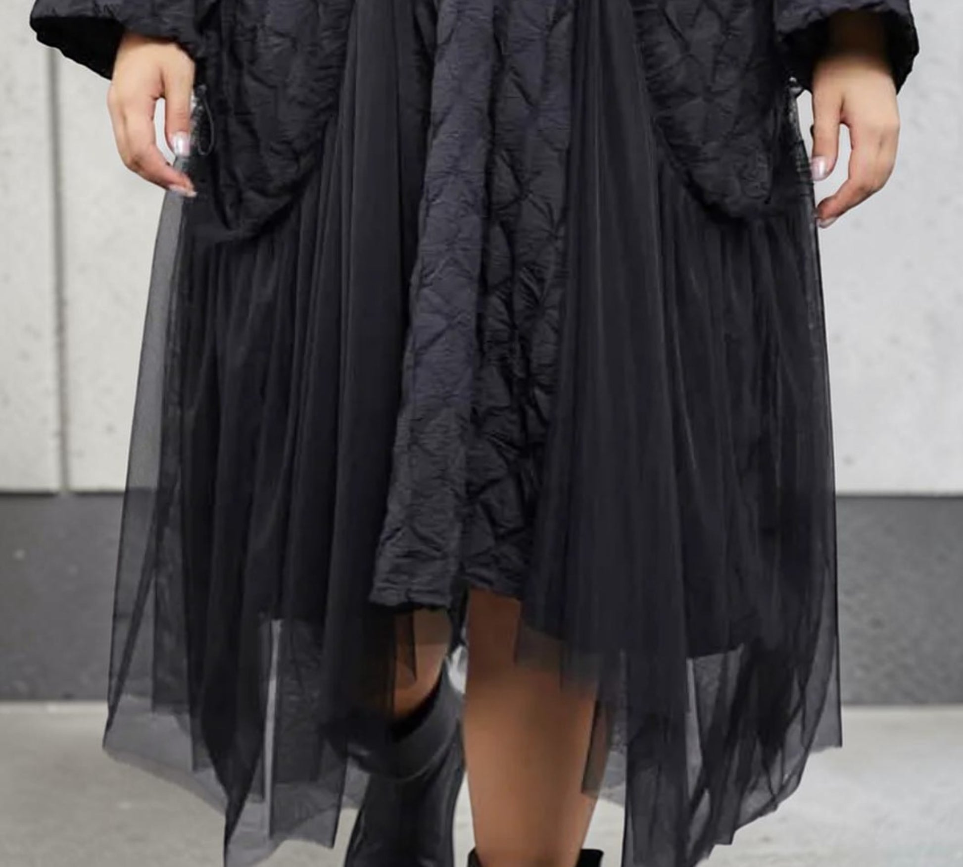 Plus Size Black Textured Tulle Panel Midi Dress - Above the Crowd Boutique