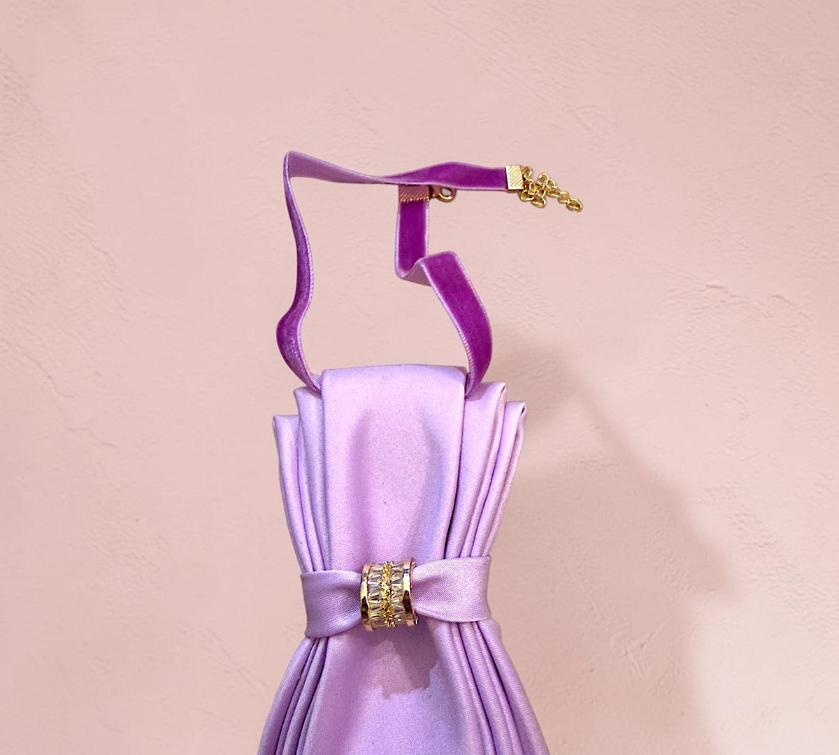Handmade Lilac Love Statement Necktie with Purple Velvet Choker - Above the Crowd Boutique