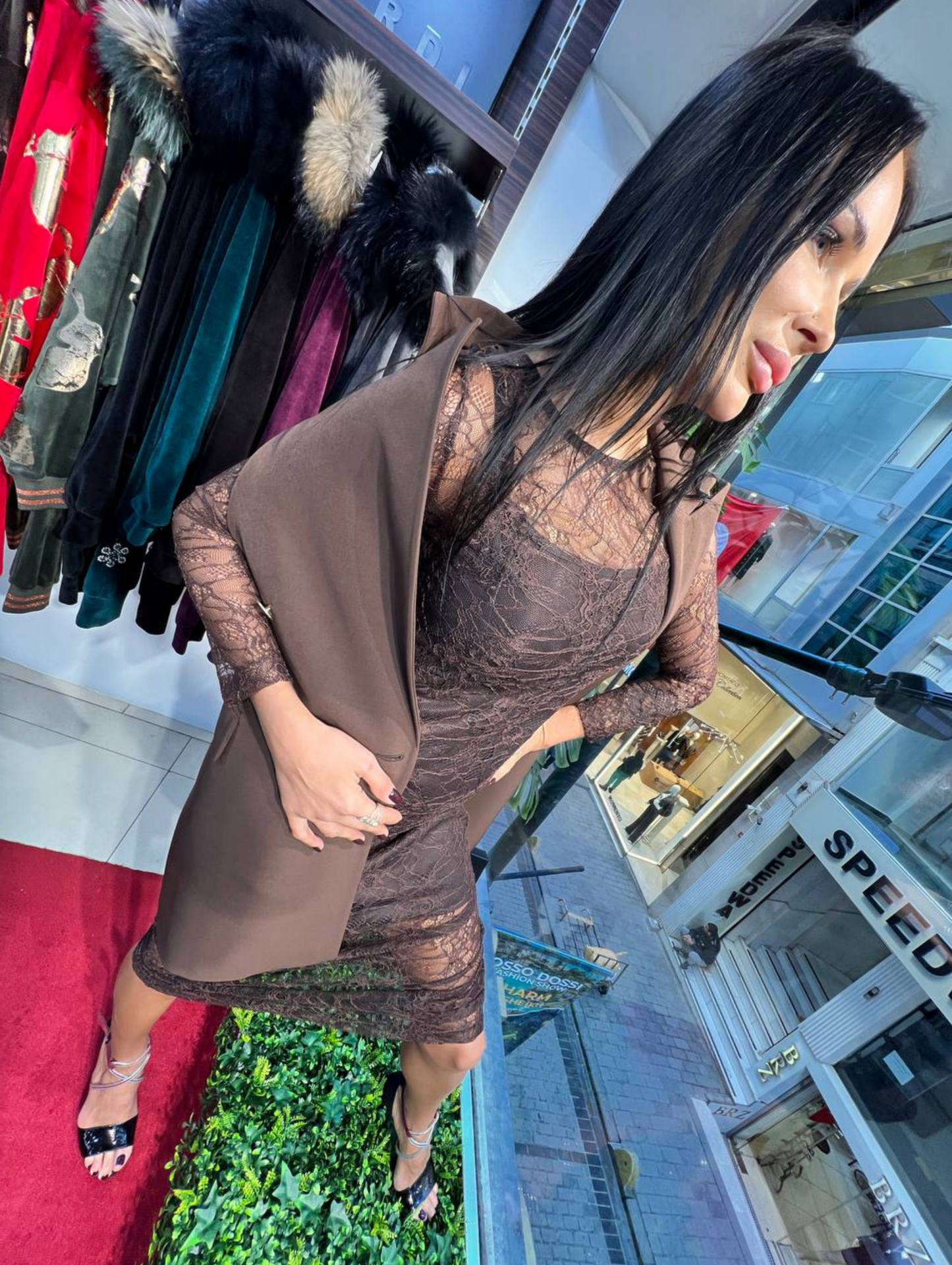 Zanardi Fashion Lace Midi Dress with Tailored Vest Set - Above the Crowd Boutique