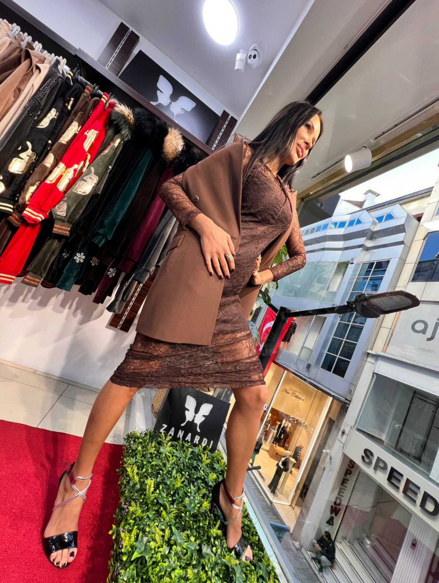 Zanardi Fashion Lace Midi Dress with Tailored Vest Set - Above the Crowd Boutique