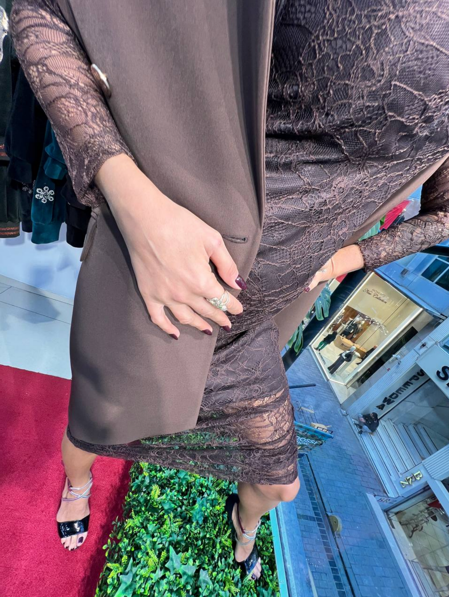 Zanardi Fashion Lace Midi Dress with Tailored Vest Set - Above the Crowd Boutique