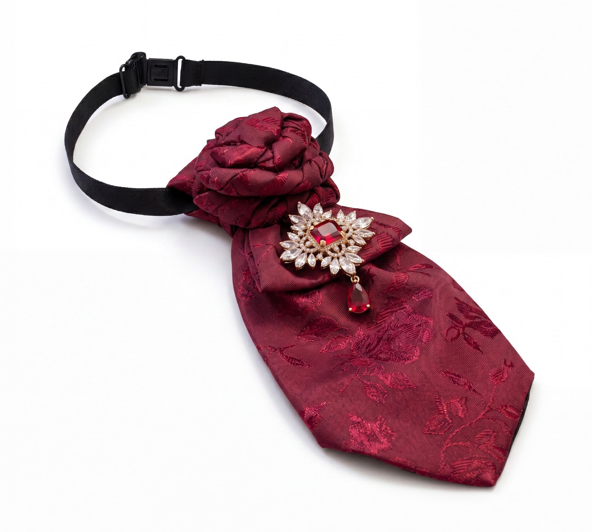 Burgundy Floral Statement Necktie for Women