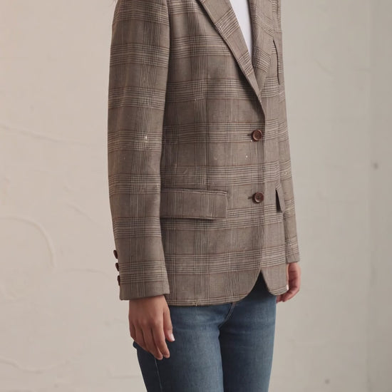 Plaid Embellished Tailored Blazer Jacket - Above the Crowd Boutique