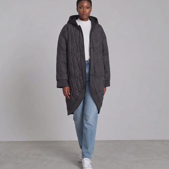 Plus Size Oversized Quilted Hooded Jacket - Above the Crowd Boutique