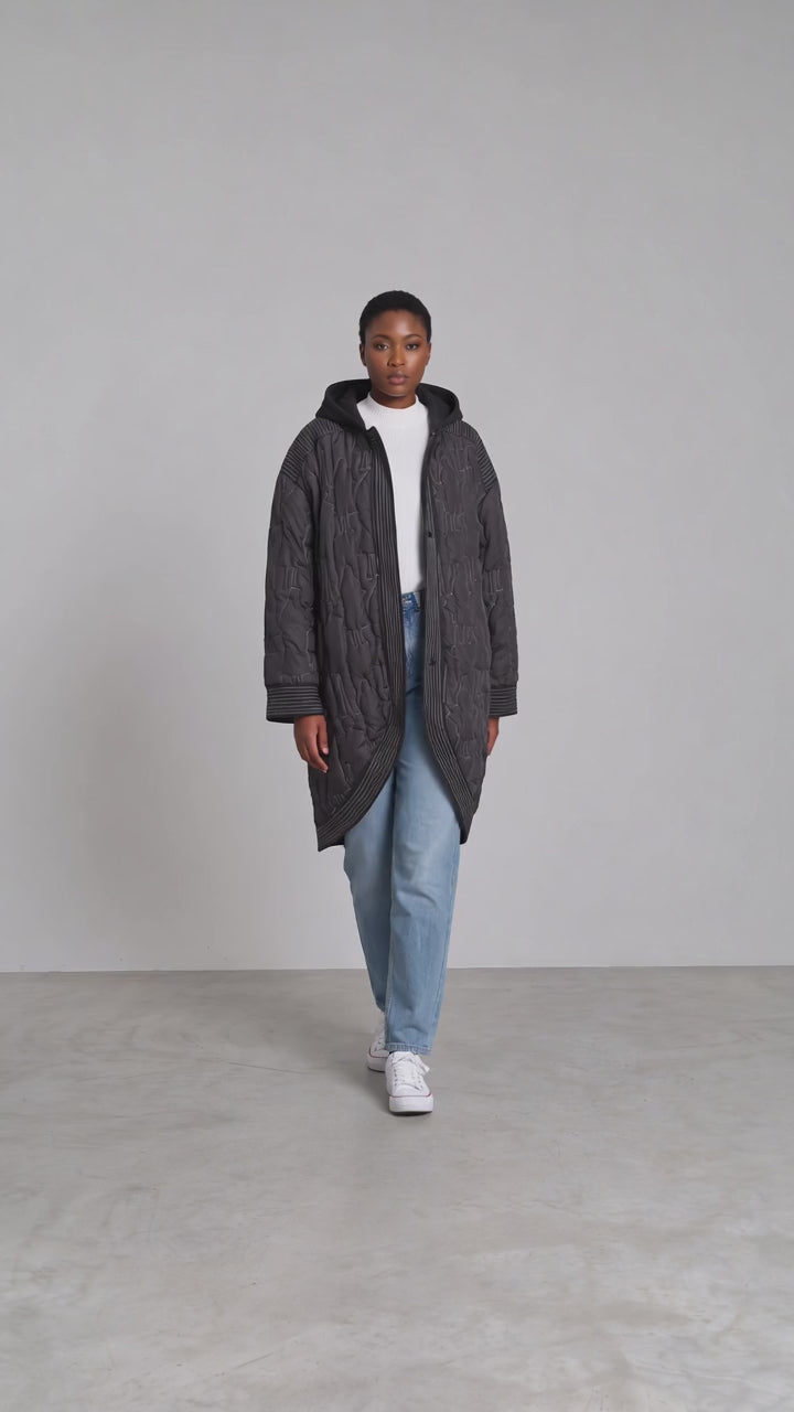 Plus Size Oversized Quilted Hooded Jacket - Above the Crowd Boutique