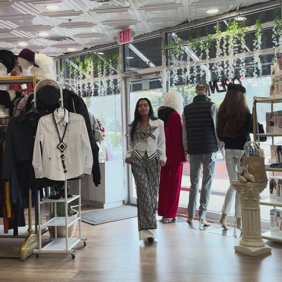 H-4 Lace & Pinstripe Cropped Suit