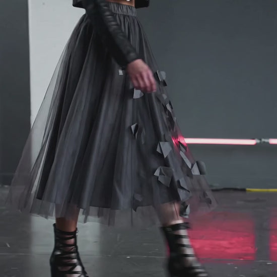 Layered Tulle Midi Skirt with 3D Petal Appliqué - Above the Crowd Boutique