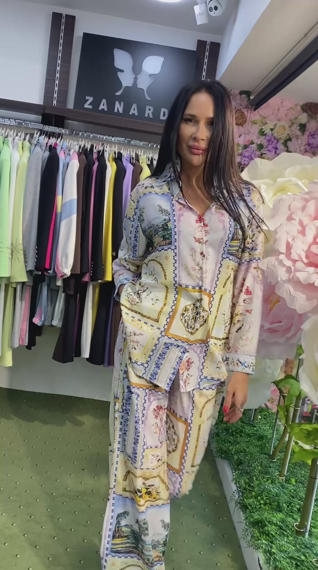 Vintage Scarf Print Two-Piece Suit - Above the Crowd Boutique