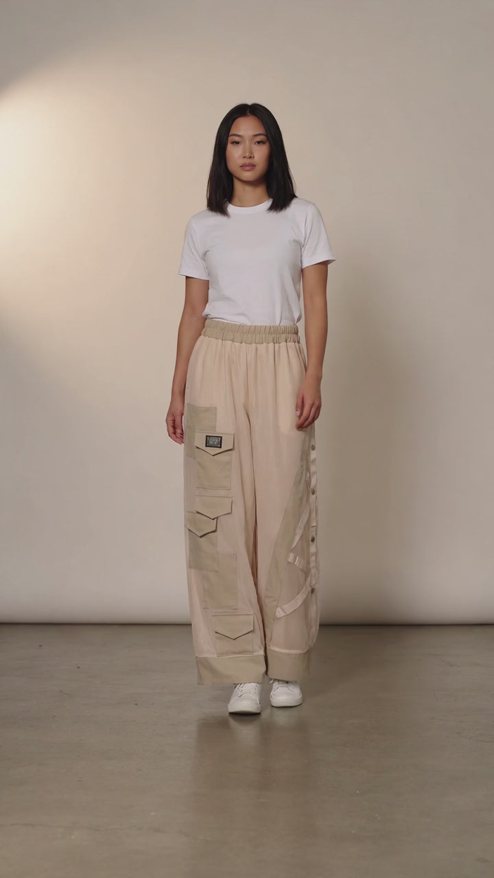 H-4 Avant-Garde Wide-Leg Cargo Pants - Above the Crowd Boutique