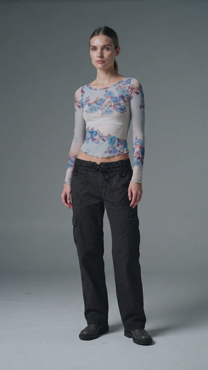 Floral Mesh Long Sleeve Top-Above the Crowd Boutique