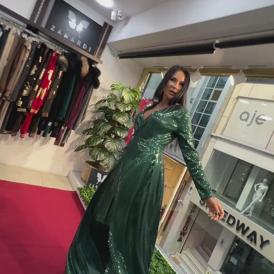 Zanardi Fashion Green Shimmer Wide-Leg Jumpsuit - Above the Crowd Boutique