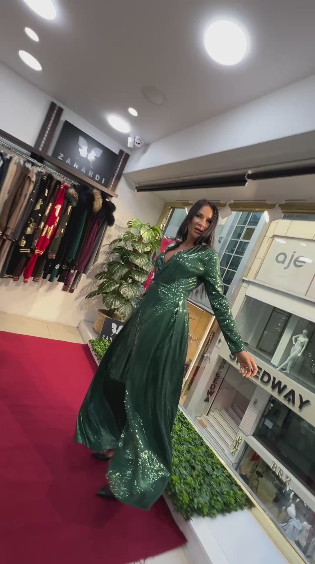 Zanardi Fashion Green Shimmer Wide-Leg Jumpsuit - Above the Crowd Boutique