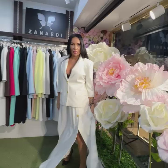Elegant Tailored Jacket & Flowing Maxi Skirt Set - Above the Crowd Boutique