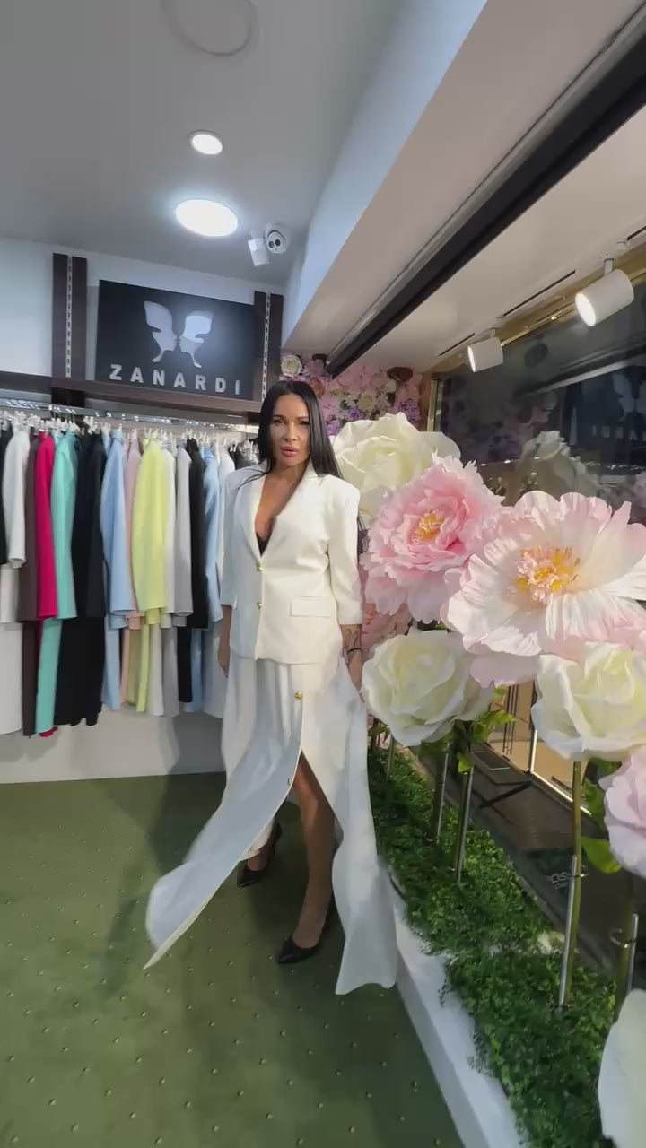 Elegant Tailored Jacket & Flowing Maxi Skirt Set - Above the Crowd Boutique