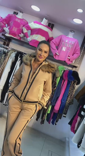 Premium Tracksuit with Fur Hood - Above the Crowd Boutique