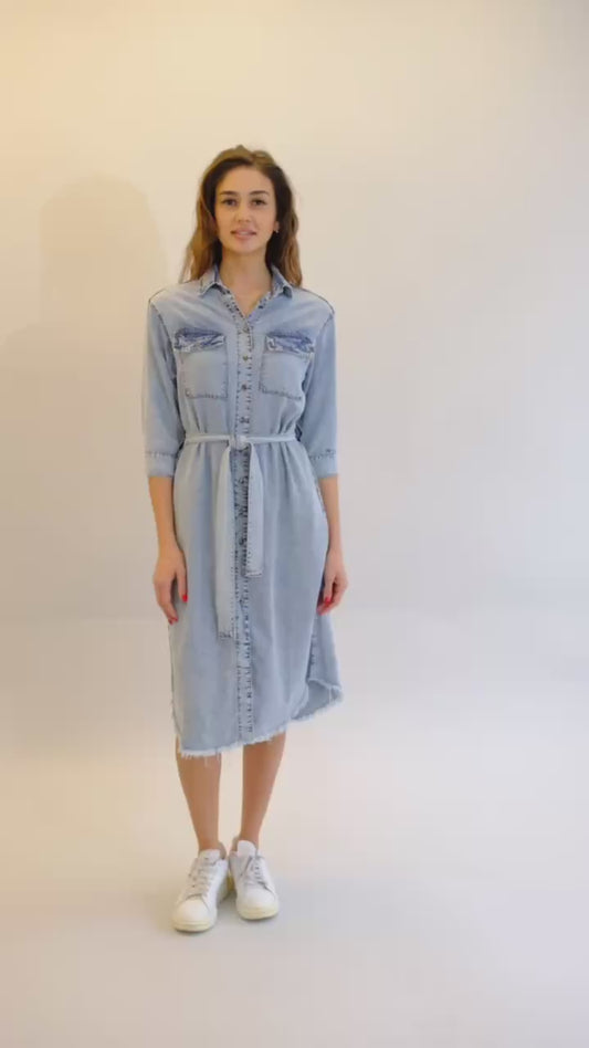 Nobello Light Wash Denim Dress 7021