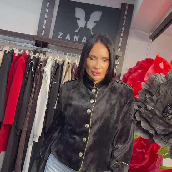 Velvet Military-Inspired Cropped Jacket - Above the Crowd Boutique