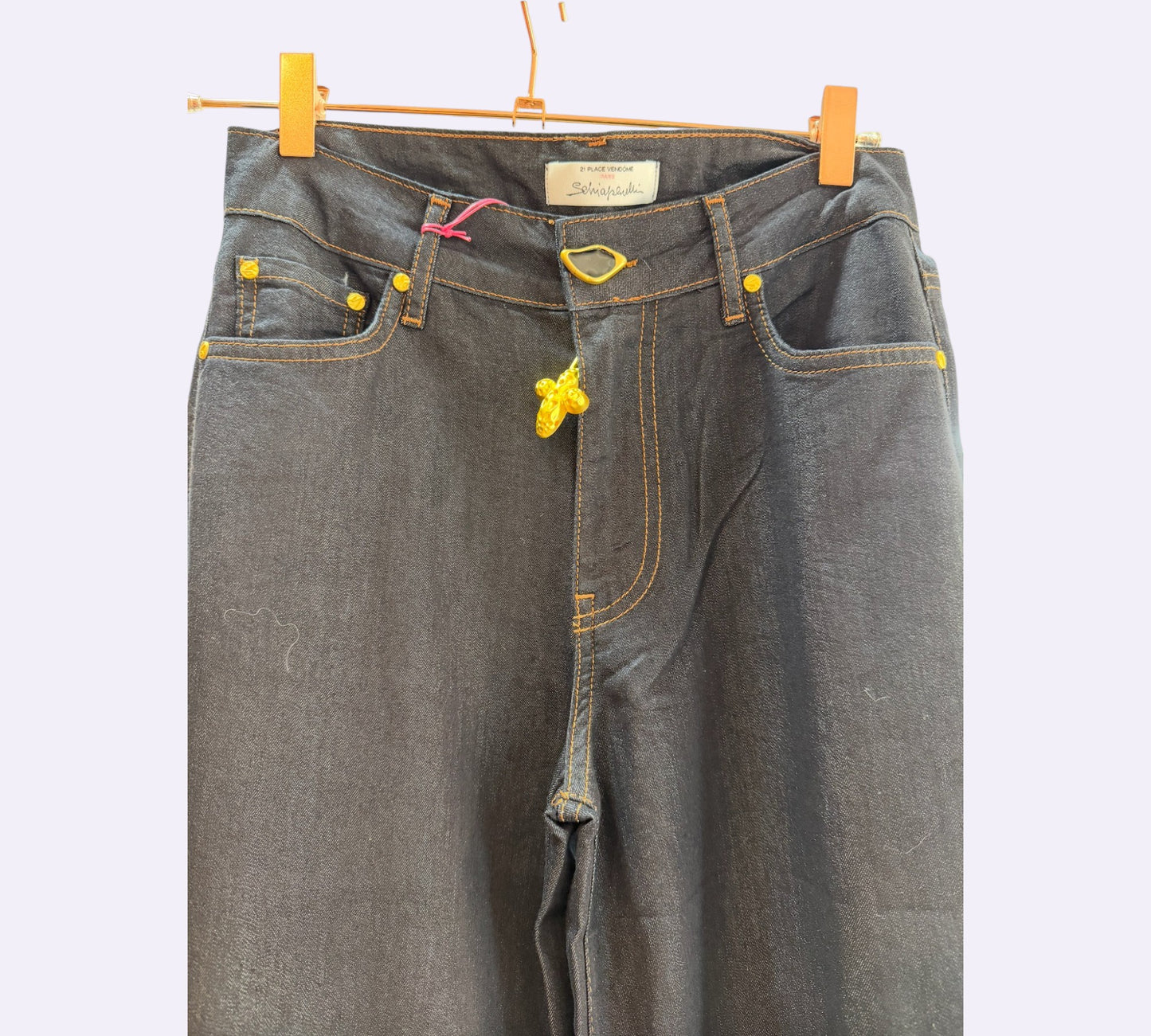 Women’s Dark Wash Wide-Leg Statement Jeans with Embroidered Cuff Detail - Above the Crowd Boutique