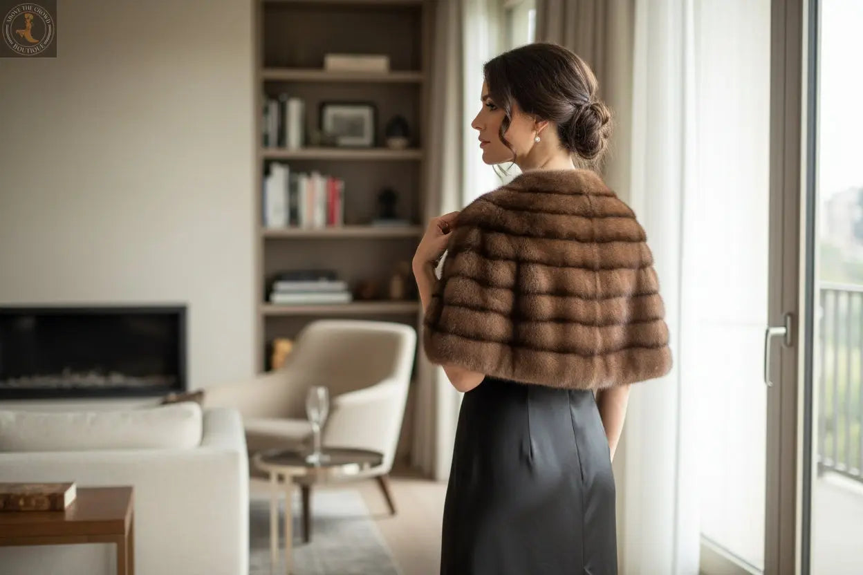  Elegant Brown Striped Shawl For Evening & Winter - Above the Crowd Boutique