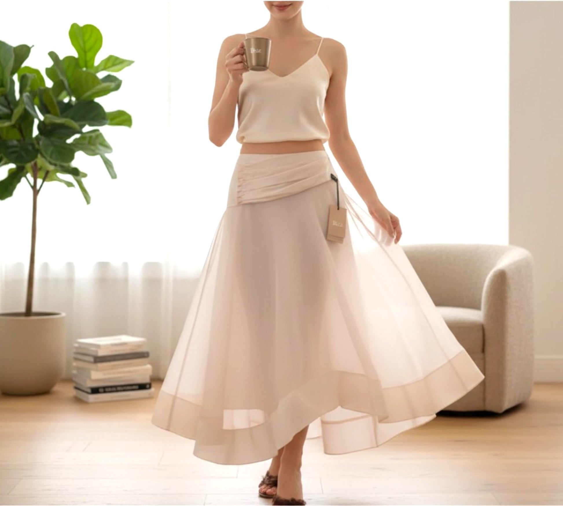Bize Asymmetrical Flowing Skirt