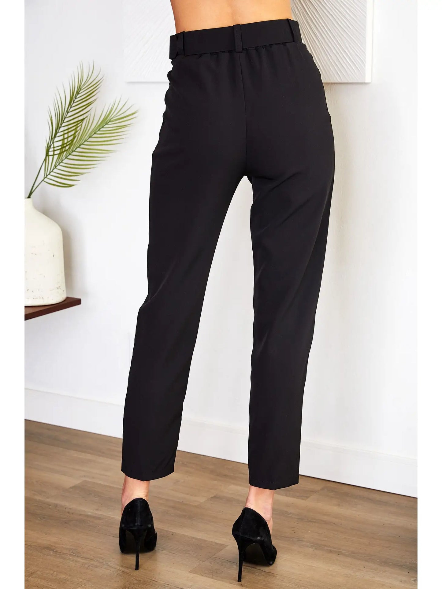 Venti6 Black Tapered Women Pants - Above The Crowd Boutique