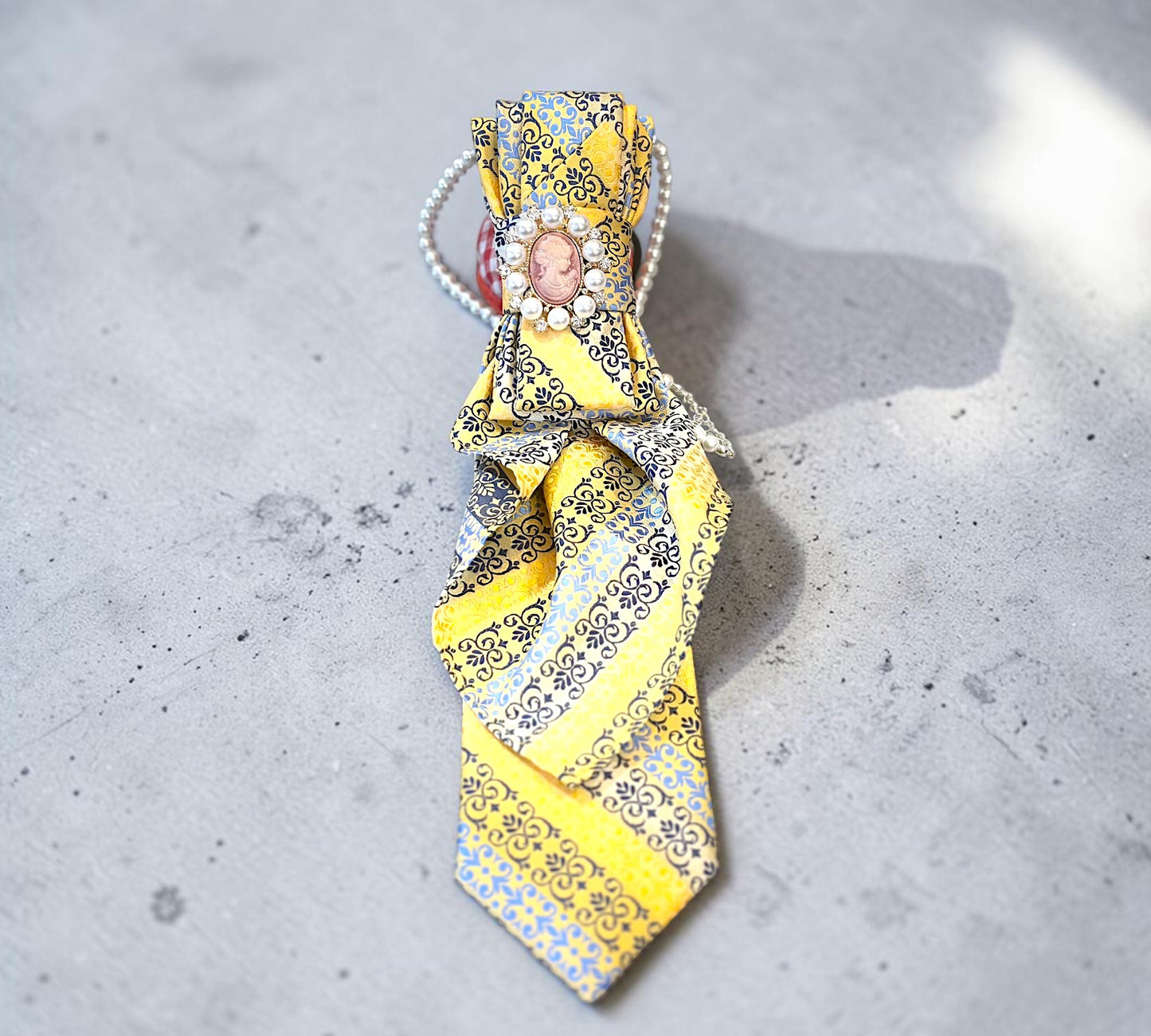 Vintage Cameo Statement Necktie for Women  Above the Crowd Boutique