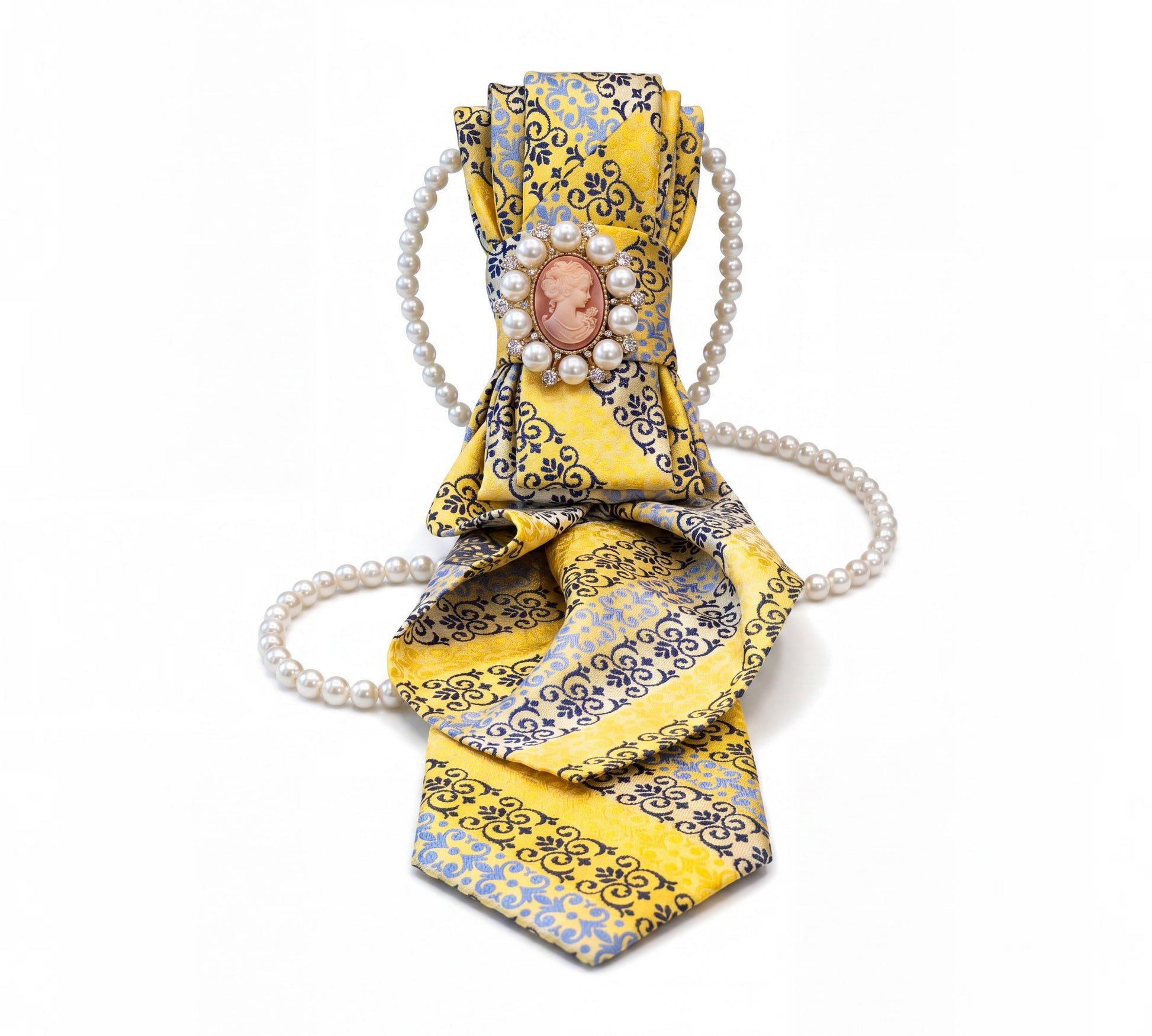 Vintage Cameo Statement Necktie for Women  Above the Crowd Boutique