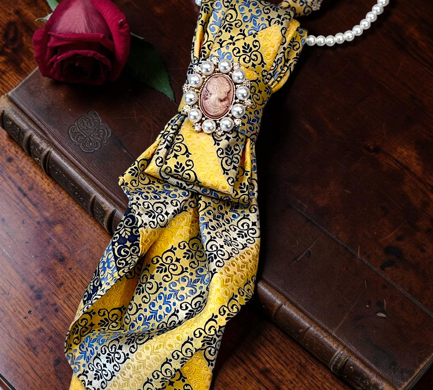 Vintage Cameo Statement Necktie for Women  Above the Crowd Boutique