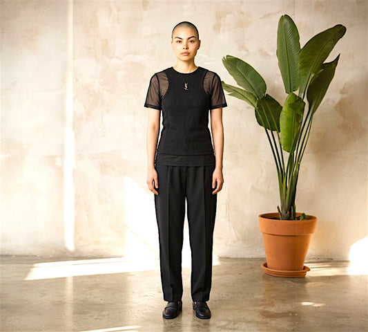 Nobello Sheer Sleeve Layered T-Shirt