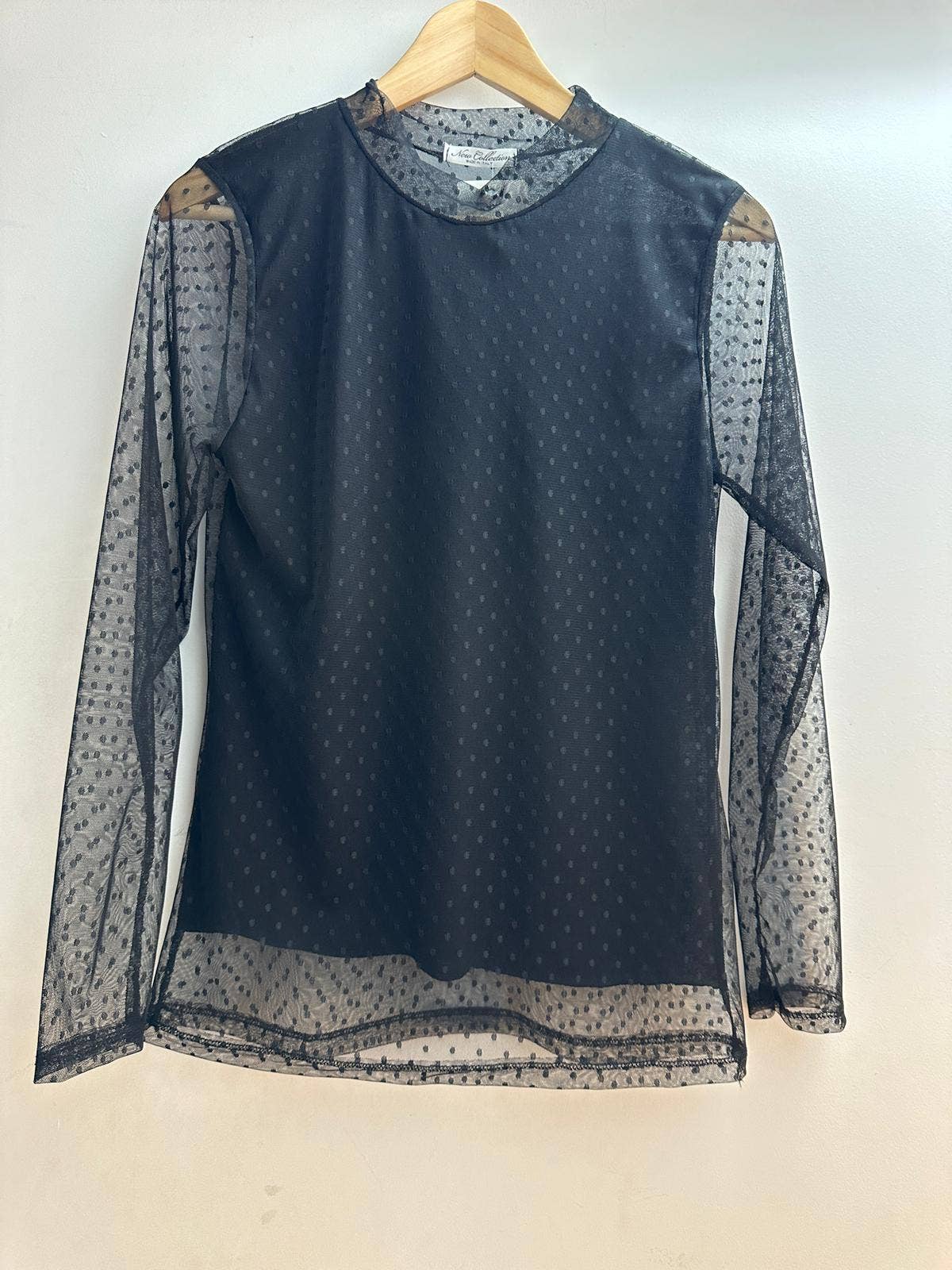 Loriane 10400P High Neck Top With Polka Dots LORIANE