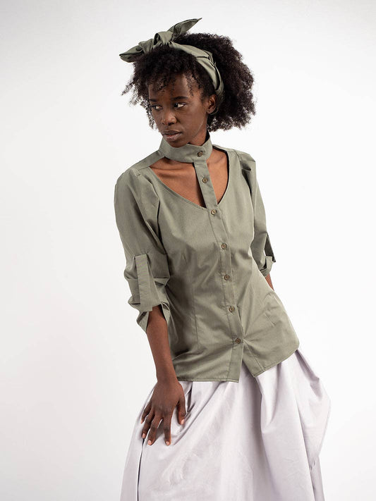 Metamorphoza Cut-Out Front Shirt Metamorphoza